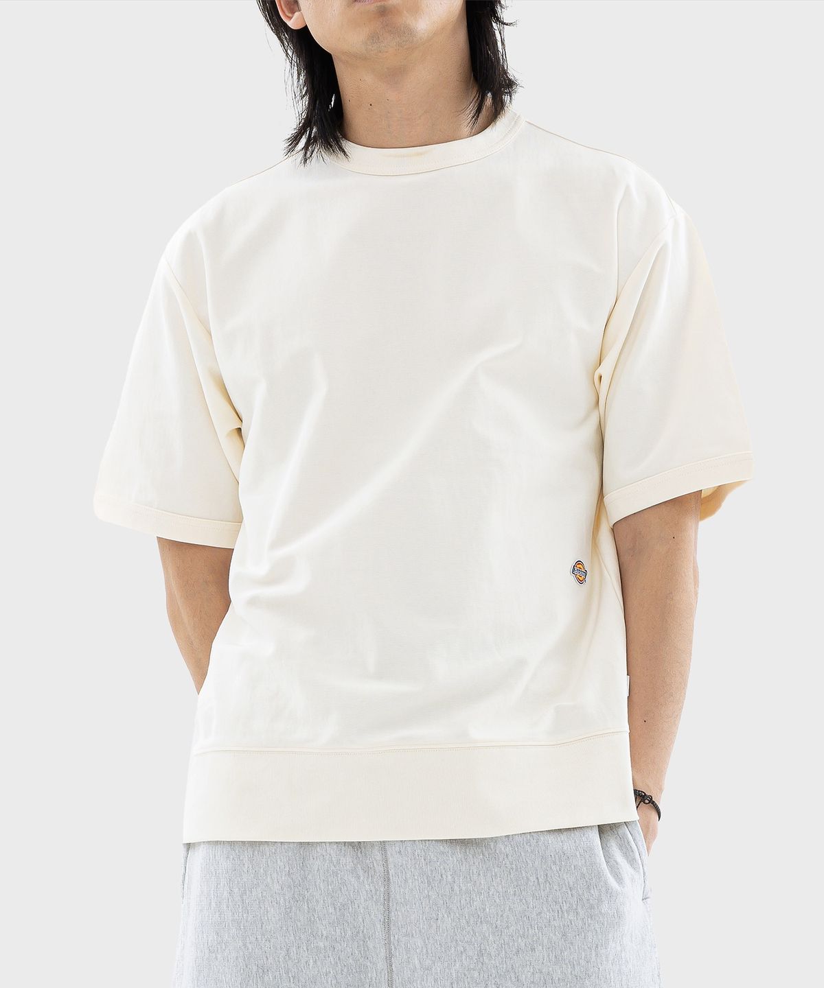 디키즈(DICKIES) 멀티 로고 링거 티셔츠 Cream