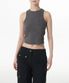 우먼즈 리브드 피그먼트 레이서 백 탱크 탑 [다크 그레이]