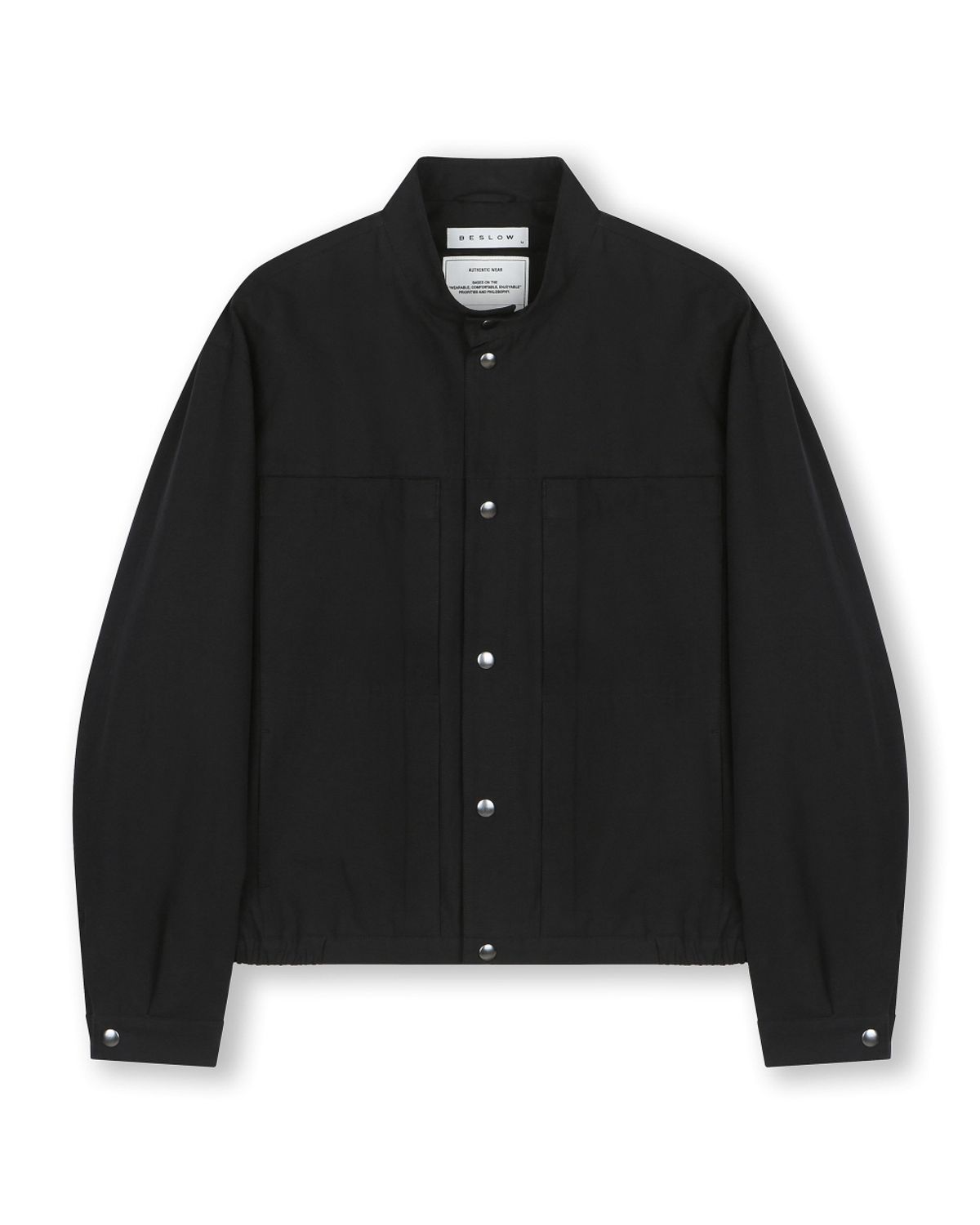 비슬로우(BESLOW) STAND COLLAR LINEN JACKET BLACK