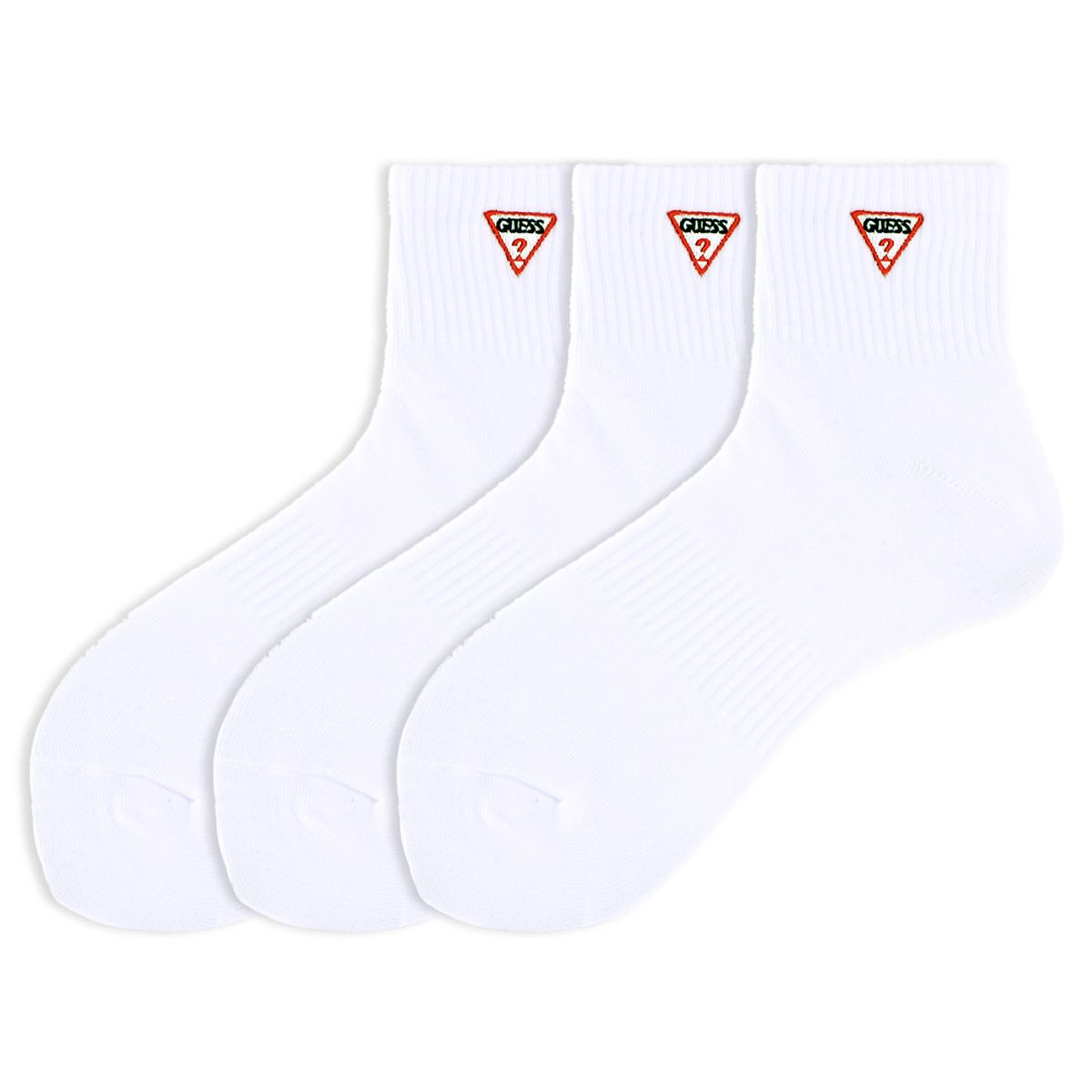 게스 양말(GUESS SOCKS) 게스 로고자수 미듐 반파일 단목 3족