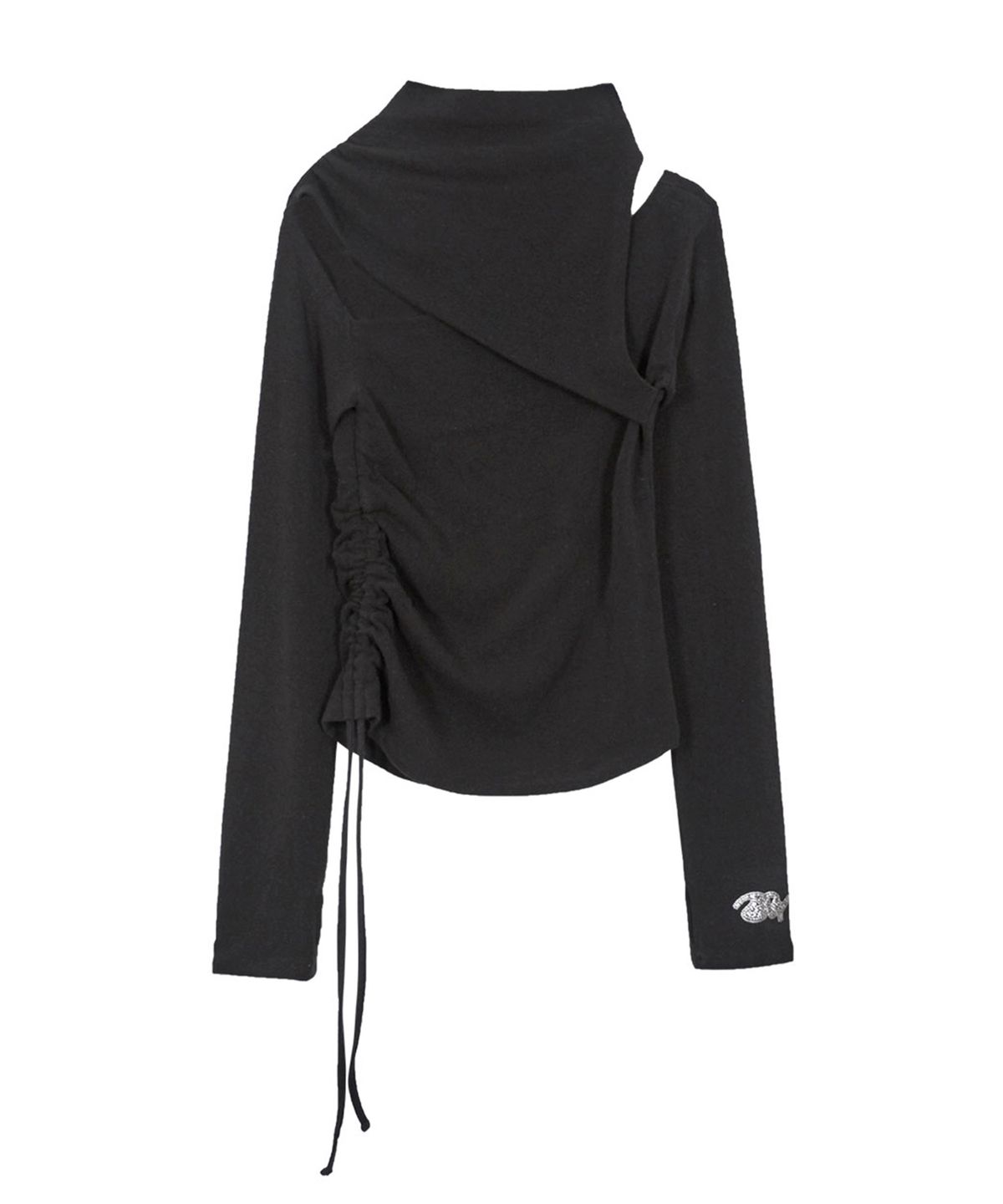 데비어퍼(DEBBY UPPER) HALF NECK LOGO GLOVES TOP_BLACK