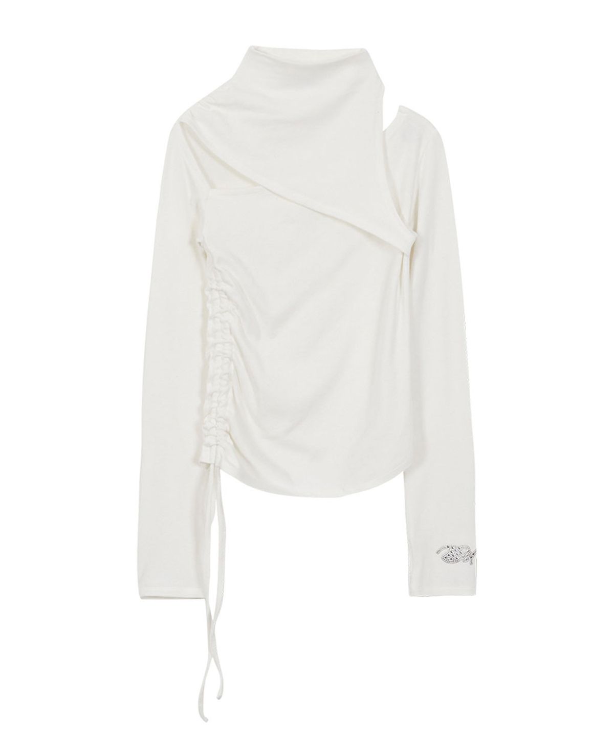 데비어퍼(DEBBY UPPER) HALF NECK LOGO GLOVES TOP_IVORY