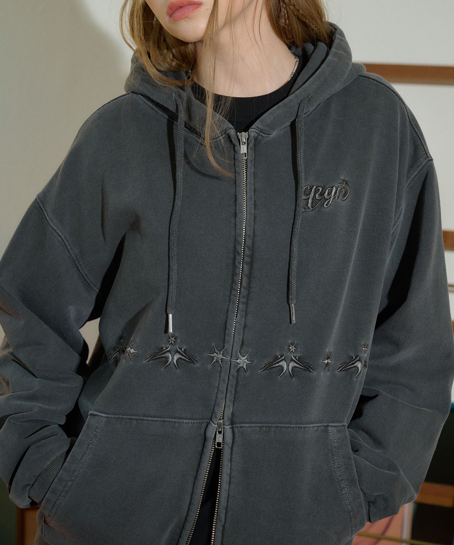 MUSINSA | CPGN STUDIO [2-WAY] Peak Star Pigment Hood Zip-up