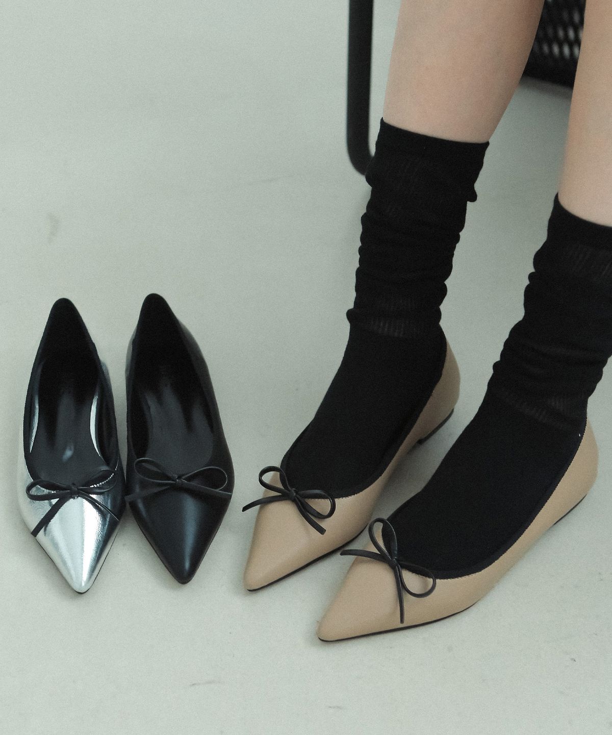 프리플라(FRI FLA) fel3073 Point ribbon flat _ 3colors