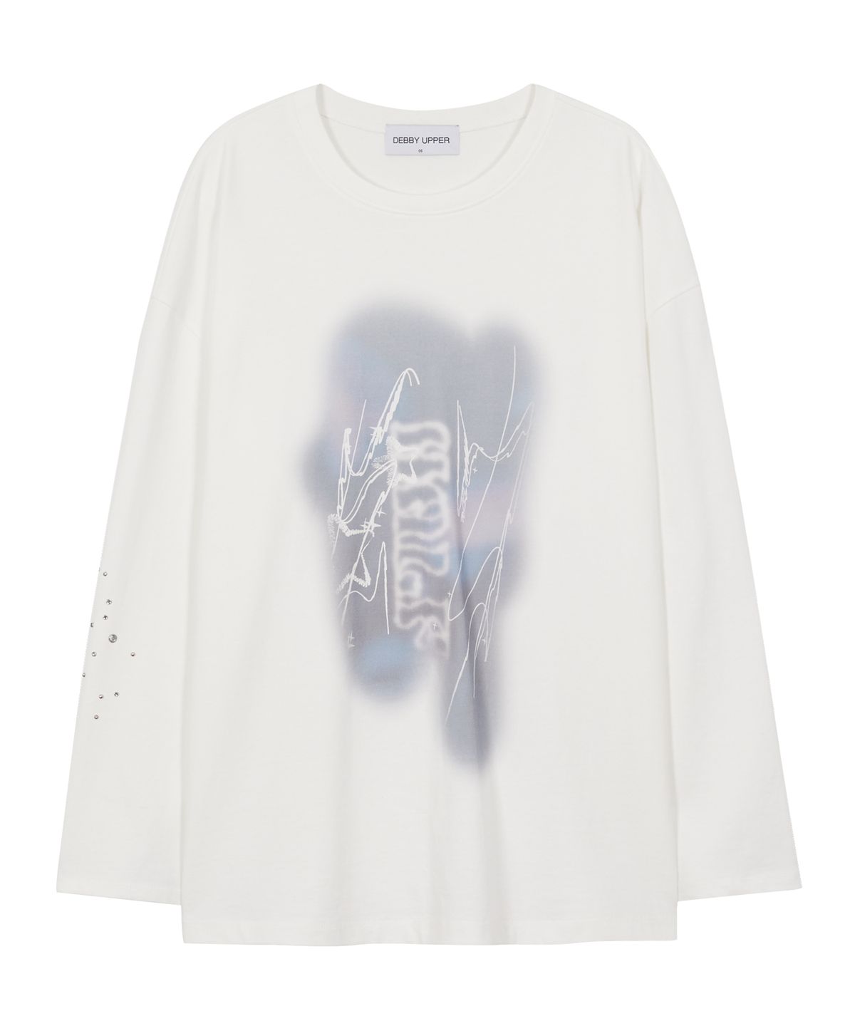 데비어퍼(DEBBY UPPER) OVERFIT HALF PRINTED T-SHIRT_WHITE