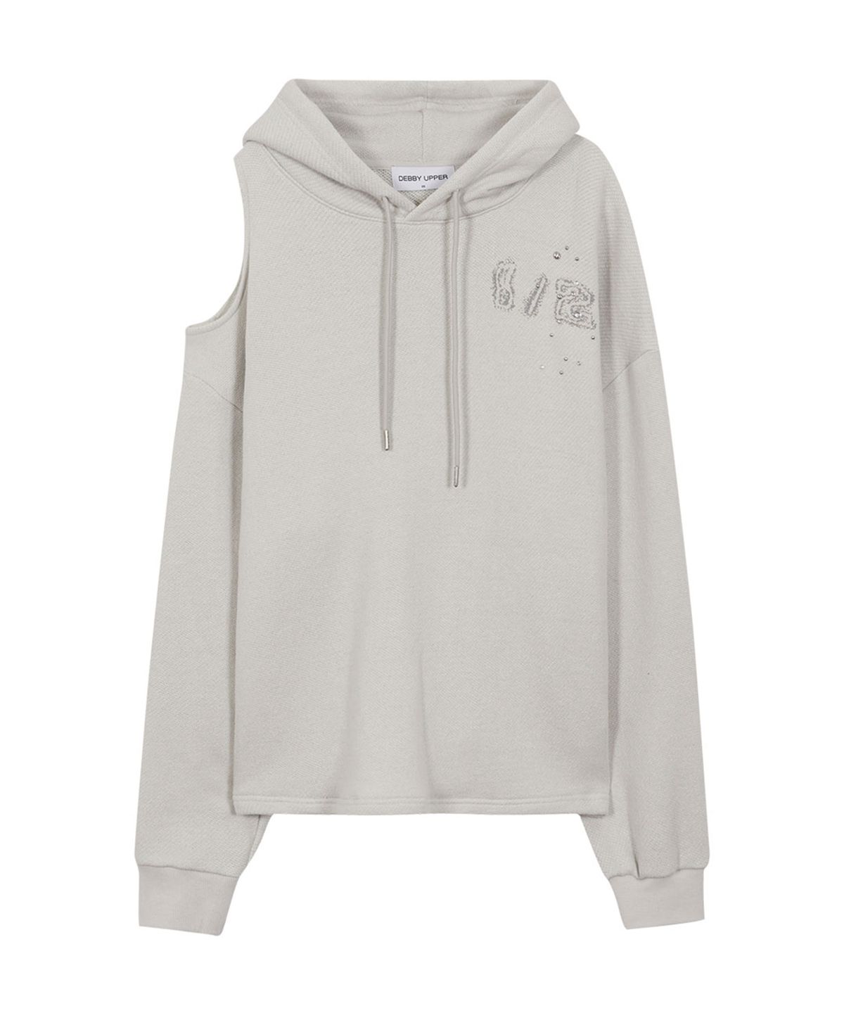 데비어퍼(DEBBY UPPER) ONE SHOULDER CUTOUT HOODIE_LIGHT BEIGE