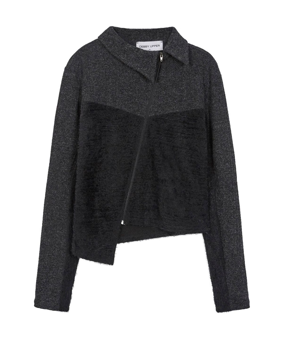 데비어퍼(DEBBY UPPER) UNBALANCE ZIP-UP SHIRT_BLACK