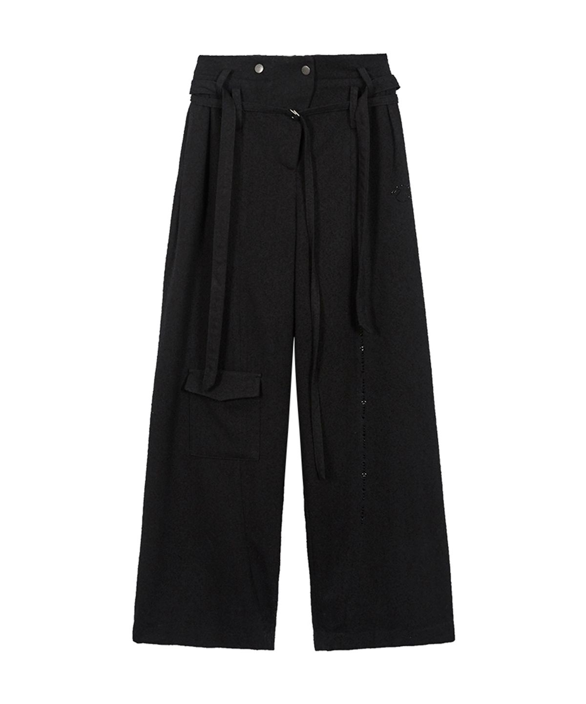 데비어퍼(DEBBY UPPER) BELT LAYERED TROUSERS_BLACK