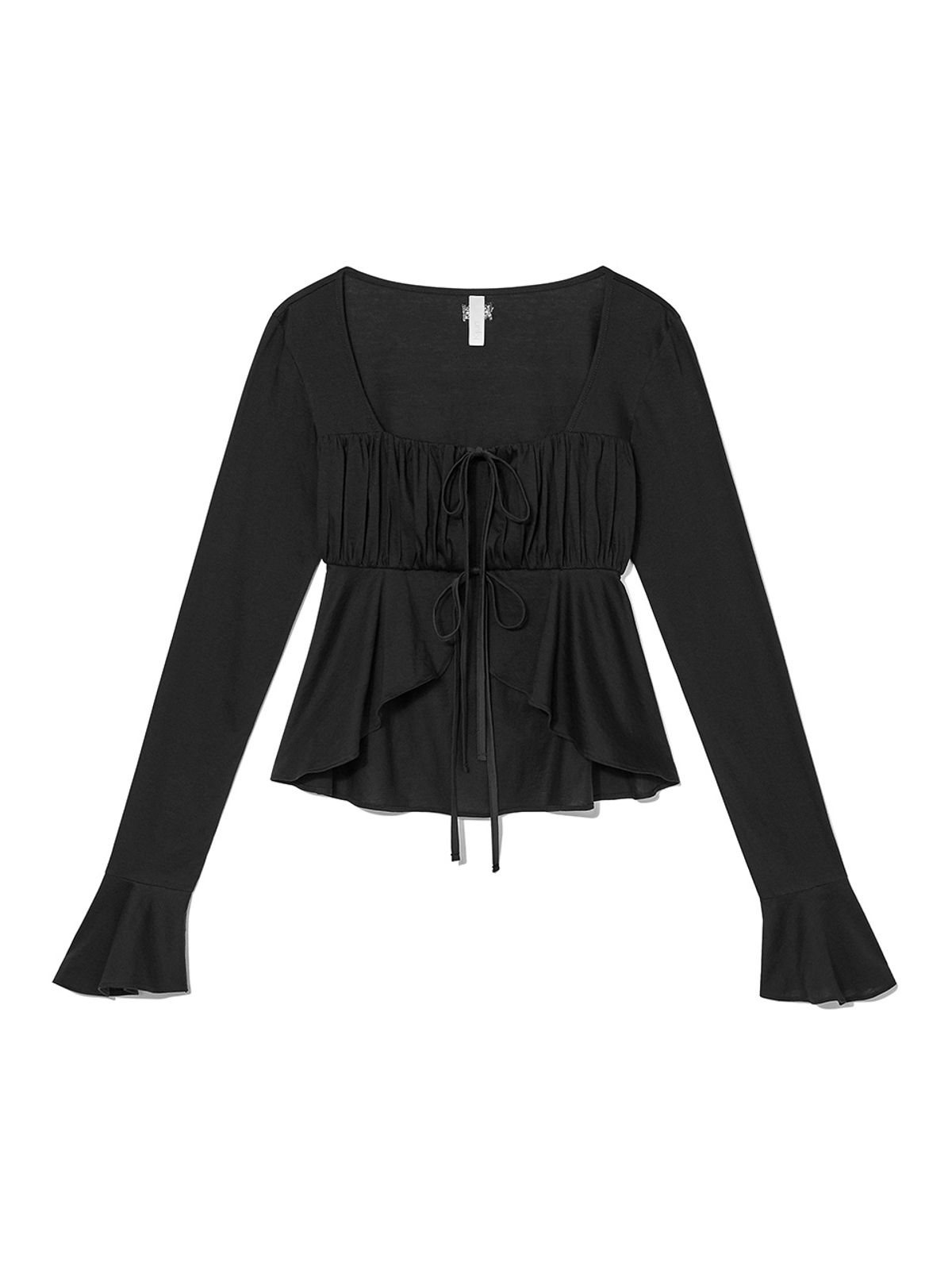 기준(KIJUN) Shirring Tie Blouse Black