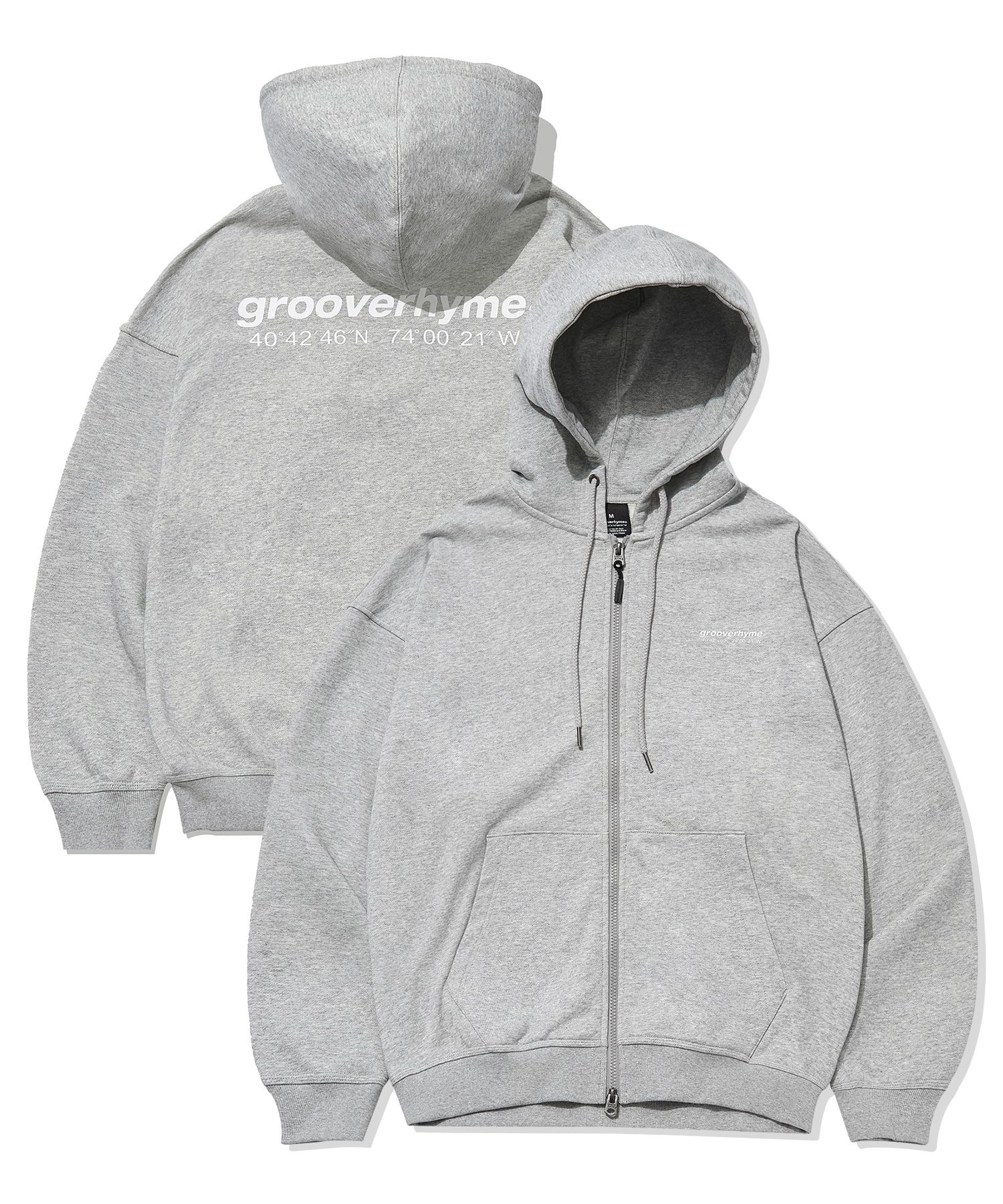 MUSINSA | GROOVE RHYME NYC LOCATION HOODIE ZIP-UP (MELANGE GREY ...
