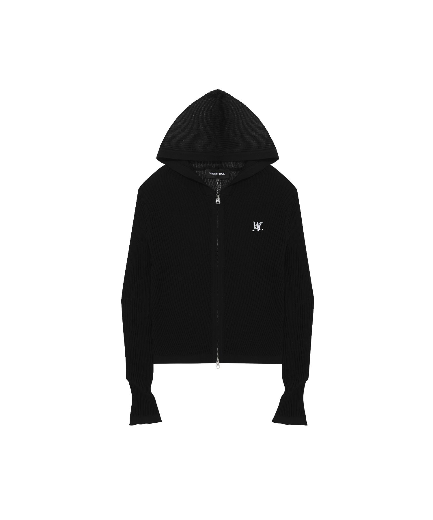 さらに100円引き◆WOOALONG◆Signature hood knit zip-up MUSINSA | WOOALONG Slim fit hood zip-up - BLACK