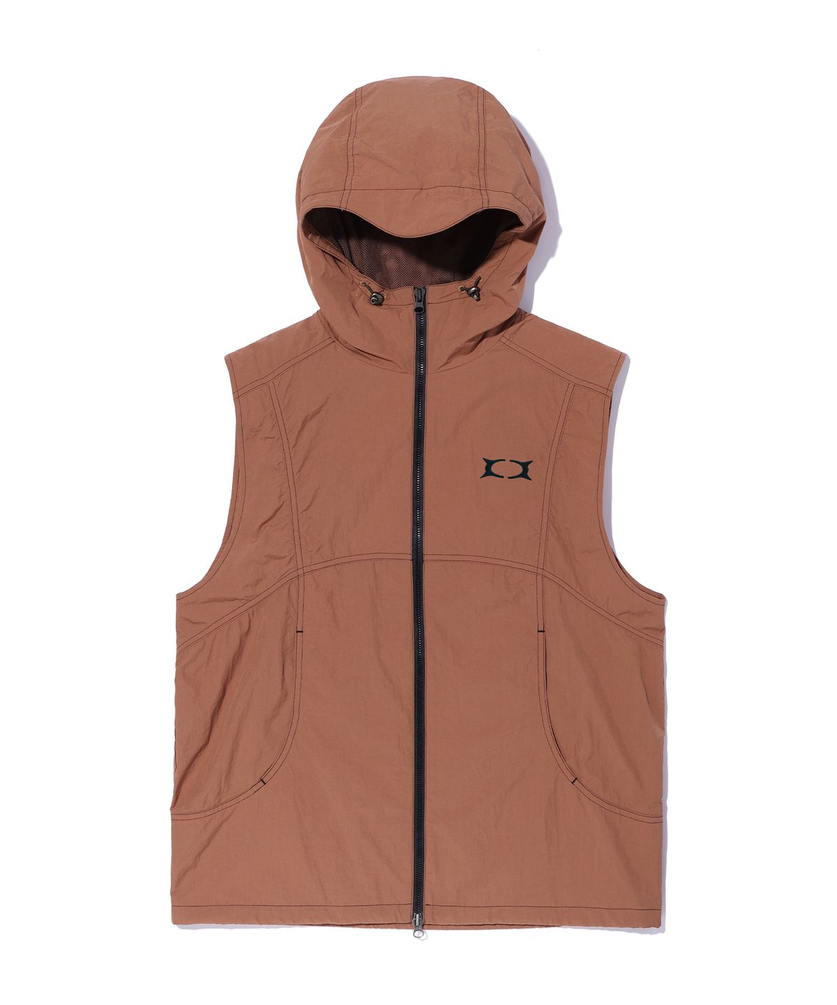 크리틱(CRITIC) GLOSSY HOOD VEST BROWN