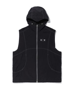 GLOSSY HOOD VEST BLACK