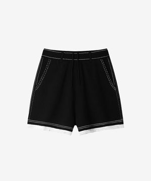 데님드 니트 프릴 쇼츠 (블랙)