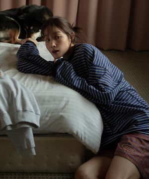 Pocket stripe supersize long sleeve t-shirt_navy