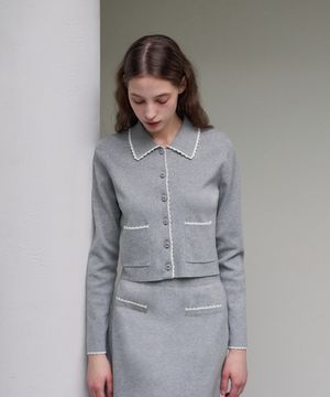 프릴 패턴 가디건 (그레이)