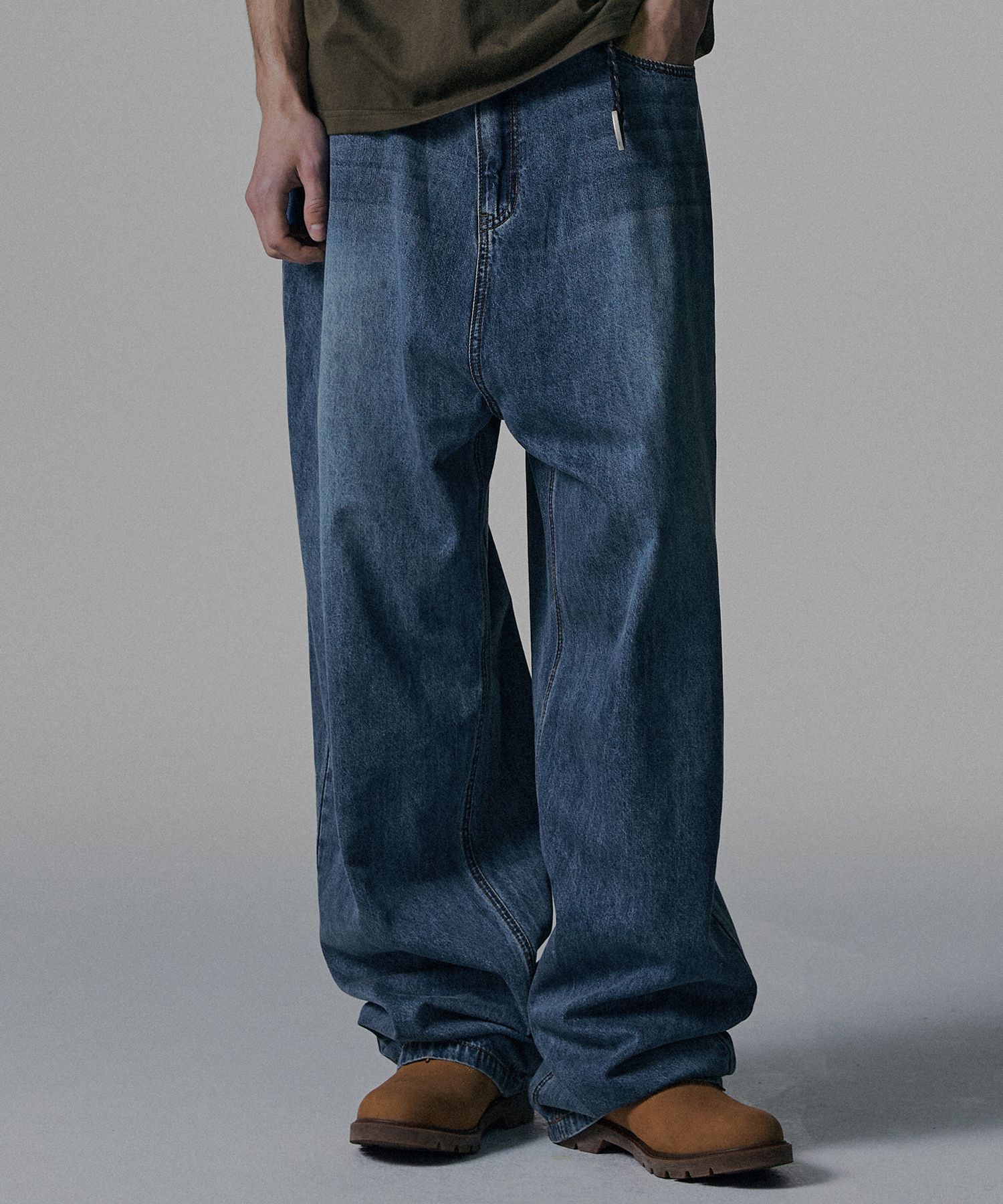 ☆NOT4NERD☆ Linen Like Relax Fit Denim Pants Grey PT095GR MUSINSA | NOT4NERD Linen Like Relax Fit Denim Pants - Deep Blue