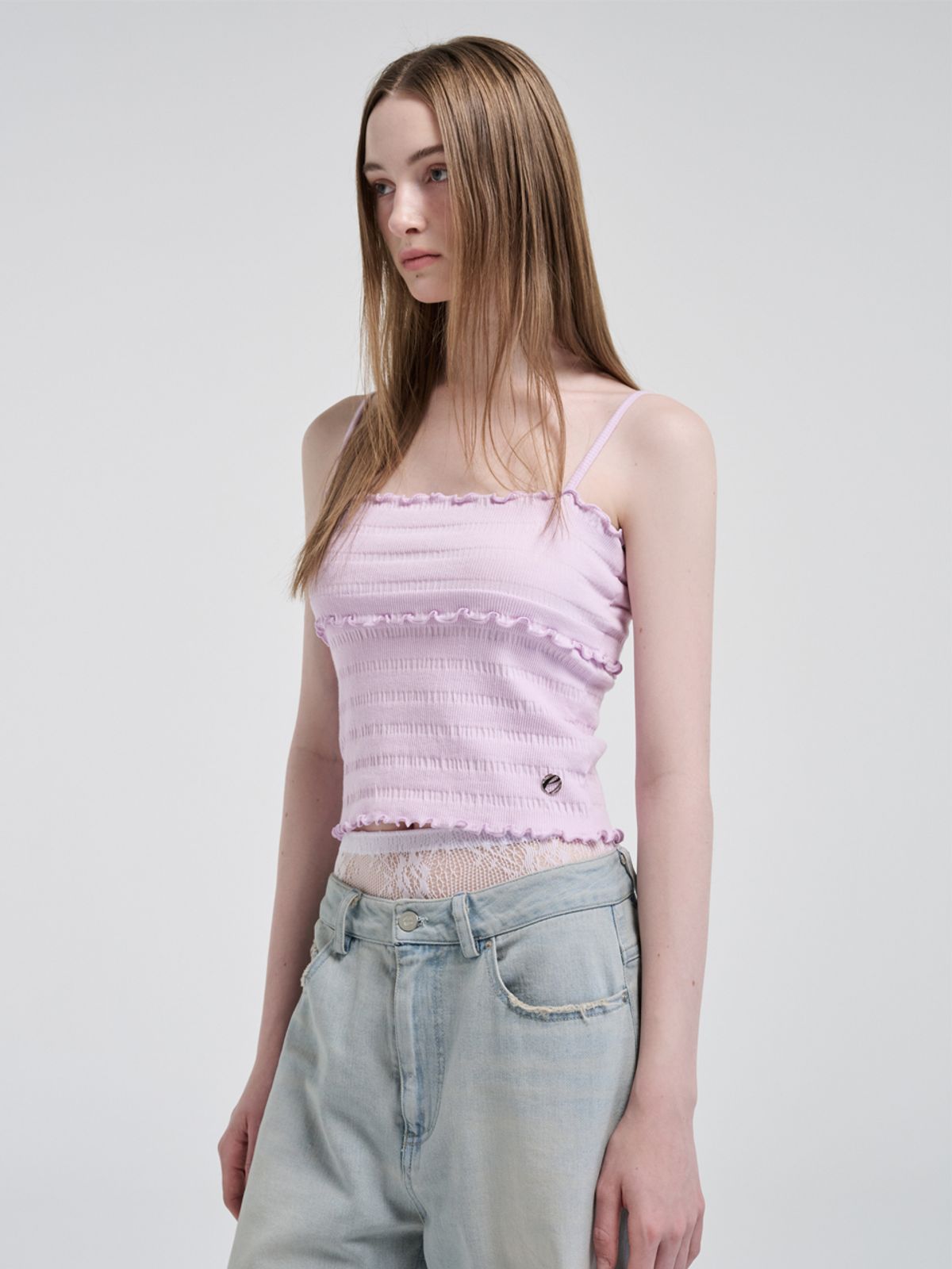 에트몽(ETMON) Wave Logo Sleeveless Top, Lavender Pink