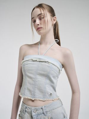 Denim Strap Top, Light Blue