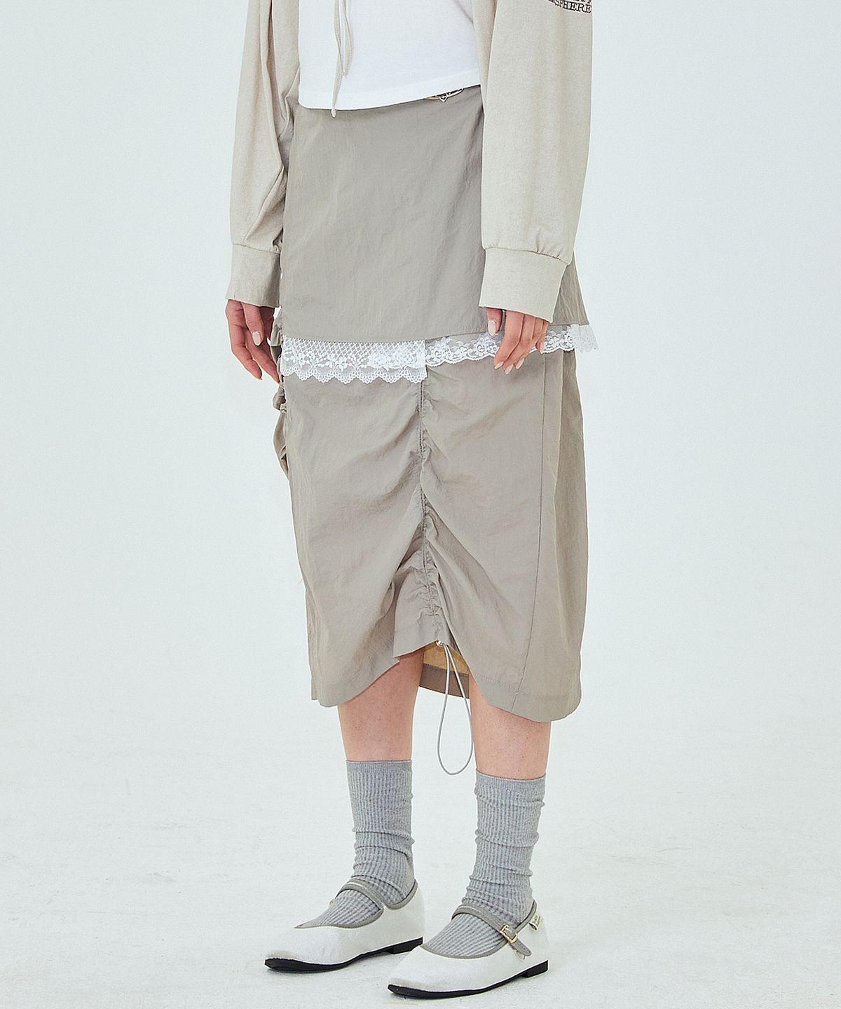 플라즈마스페어(PLASMA SPHERE) CASTLE SKIRT IN GREY (롱 카고 스커트)