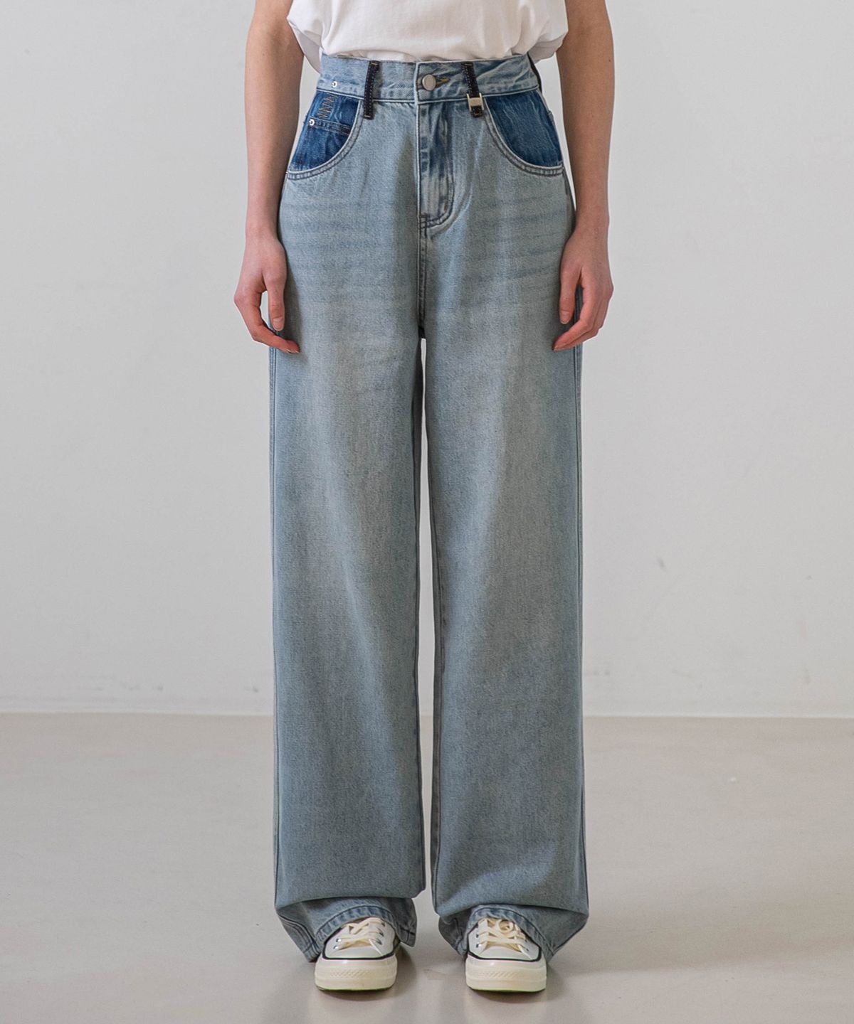 논앤논(NON AND NON) Pocket Coloring Wide Denim Pants_NSDP435 (Light blue)
