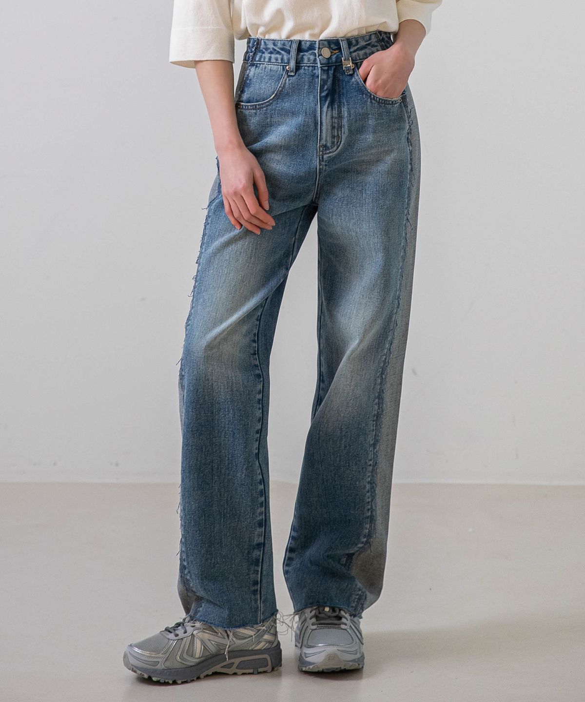 논앤논(NON AND NON) Side Point Denim Pants_NSDP434 (Deep blue)