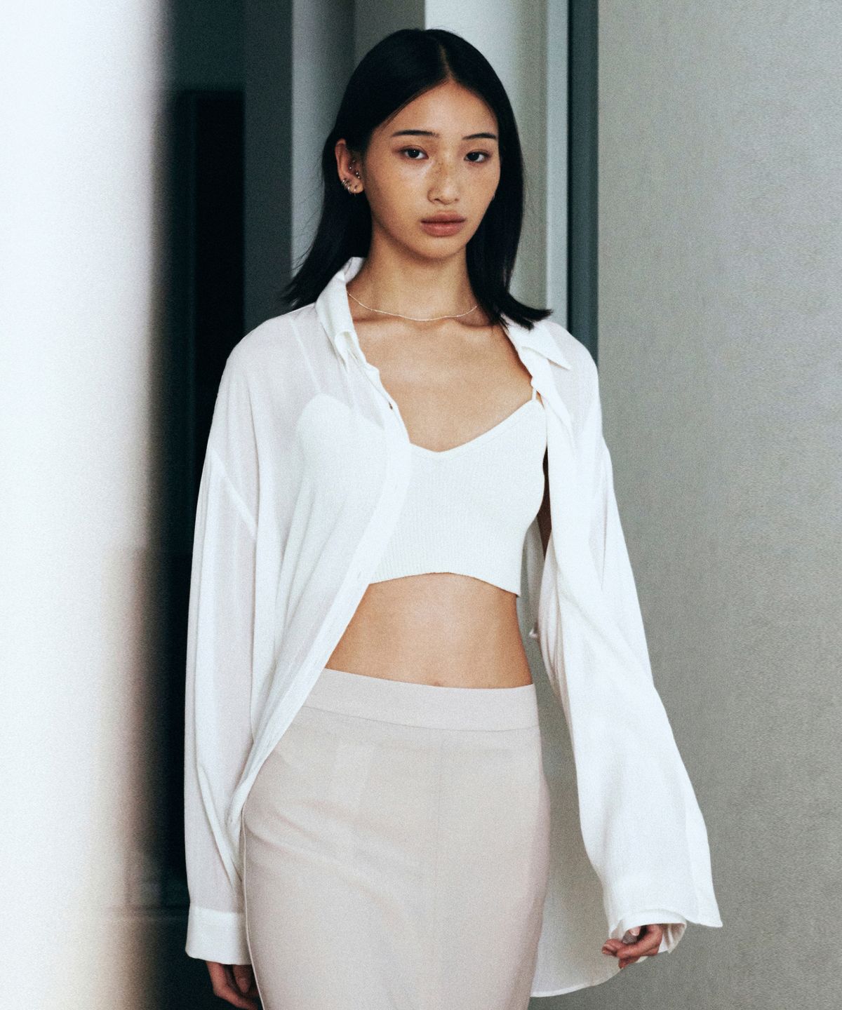 니브(NEEV) Natural Linkle Loose Fit Shirts (Ivory)