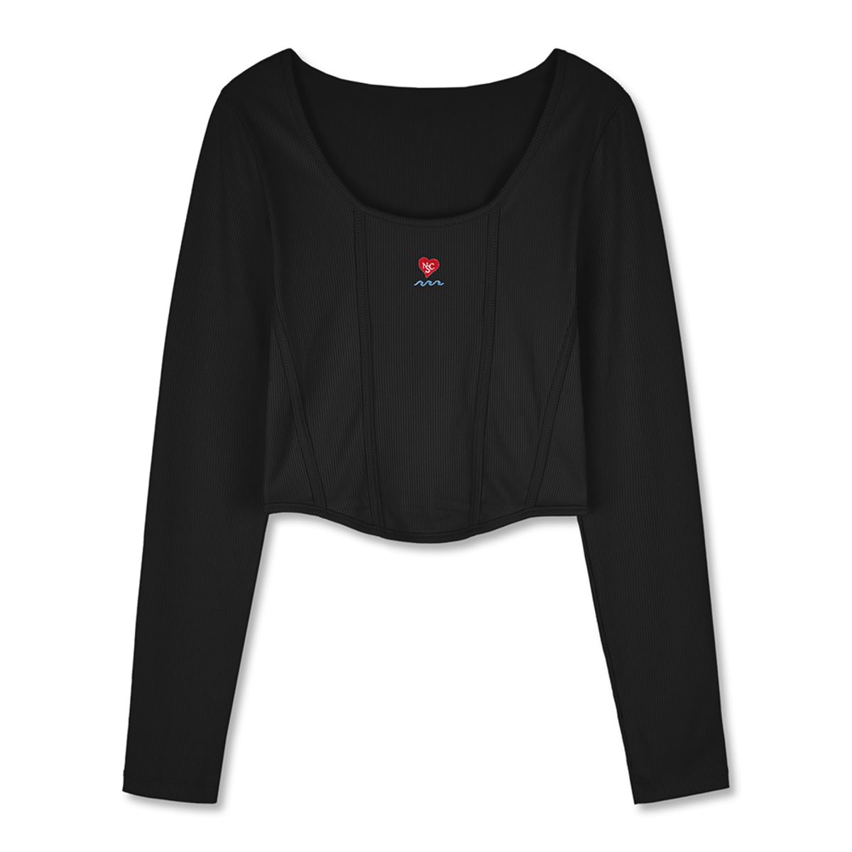 네이키드서프클럽(NAKED SURF CLUB) 하트 코르셋 유넥 티셔츠 (Black)
