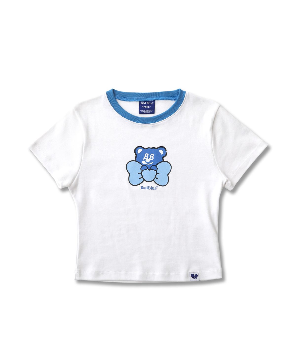 배드블루(BADBLUE) Ribbon BadBear Ringer Slim Tee White