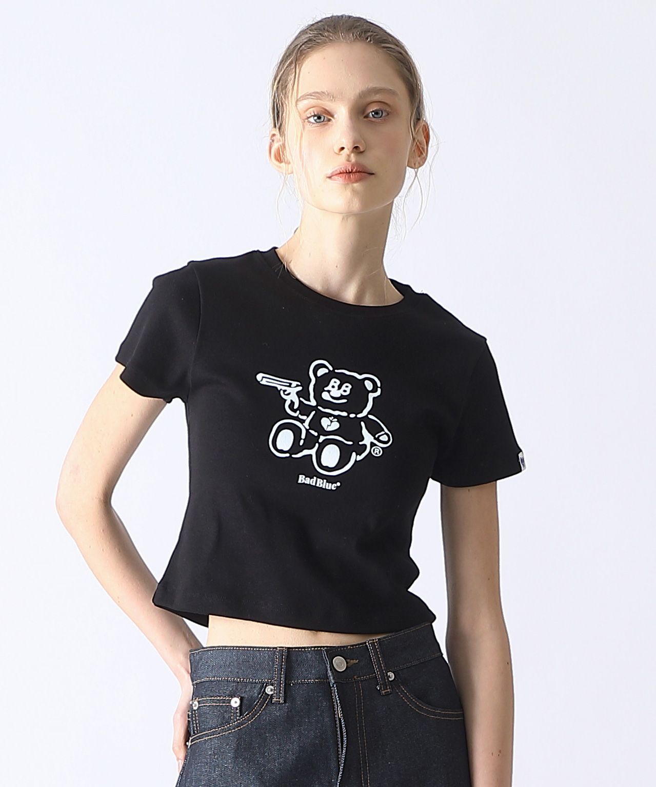MUSINSA | BADBLUE BadBear Slim Tee Black