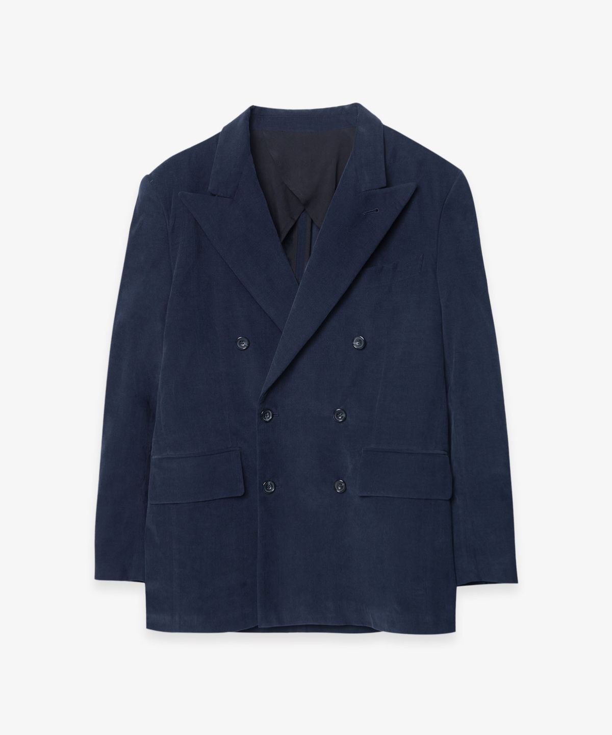 벌스데이수트(BIRTHDAYSUIT) CORDUROY DOUBLE BREASTED JACKET (NAVY)