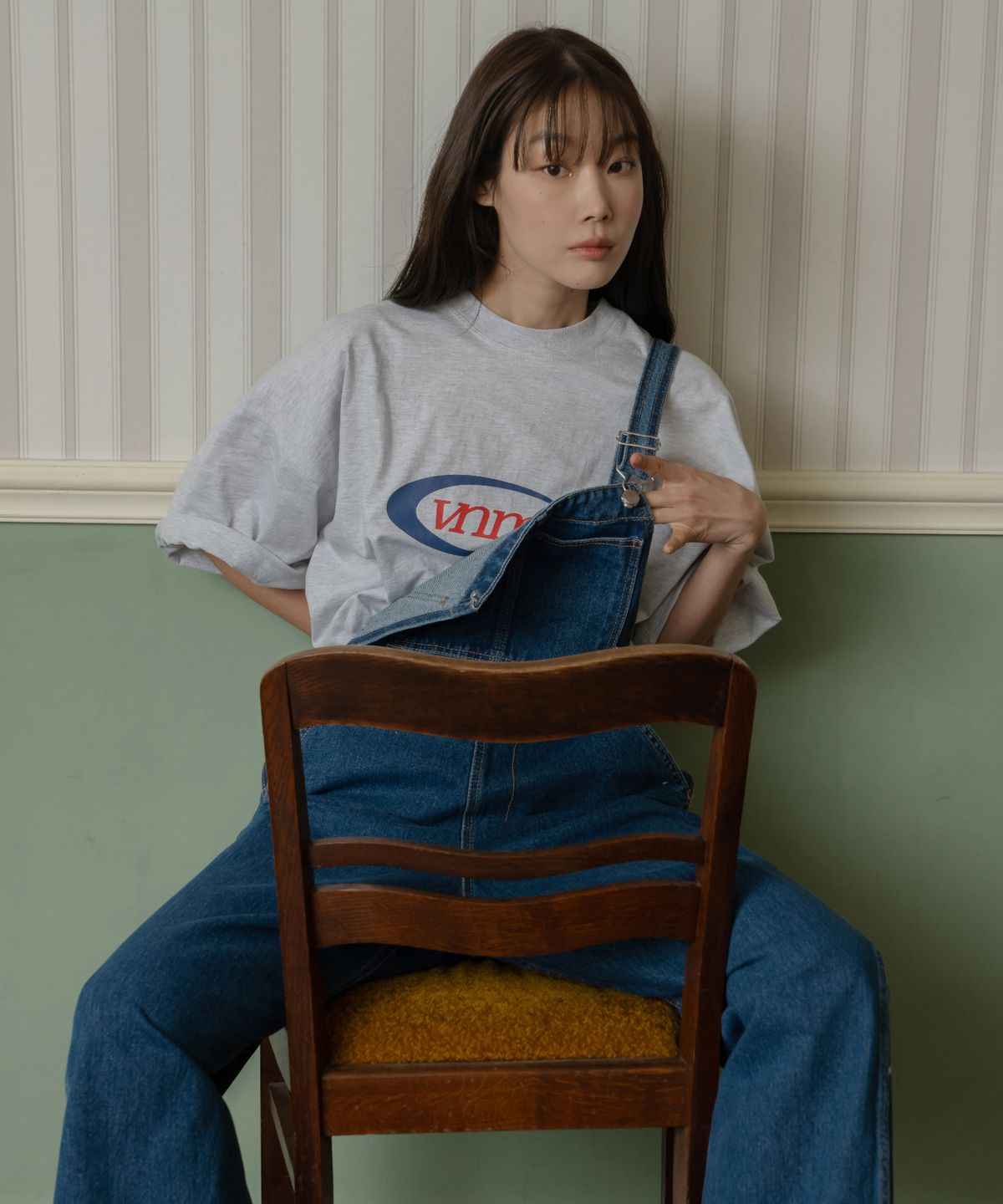 바니쉬먼트(VANISHMENT) Sport logo oversize t-shirt_light gray
