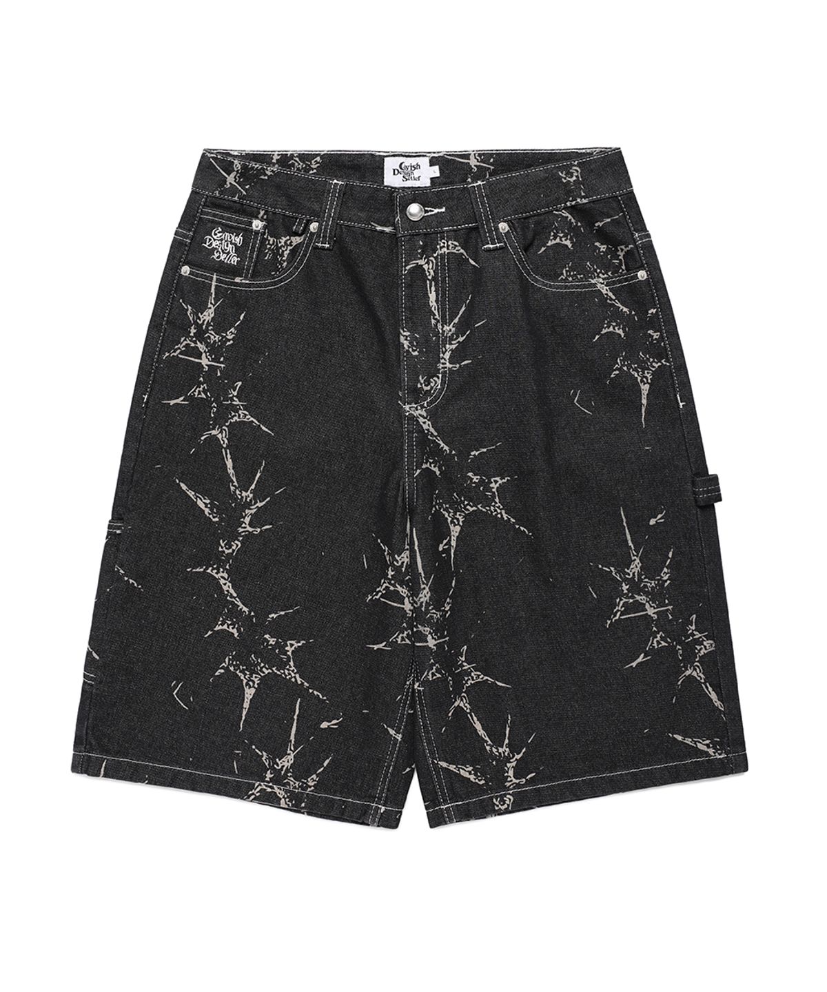 카비시(CAVISH) PRINTED CARPENTER DENIM SHORTS BLACK(CV2EMUD160A)