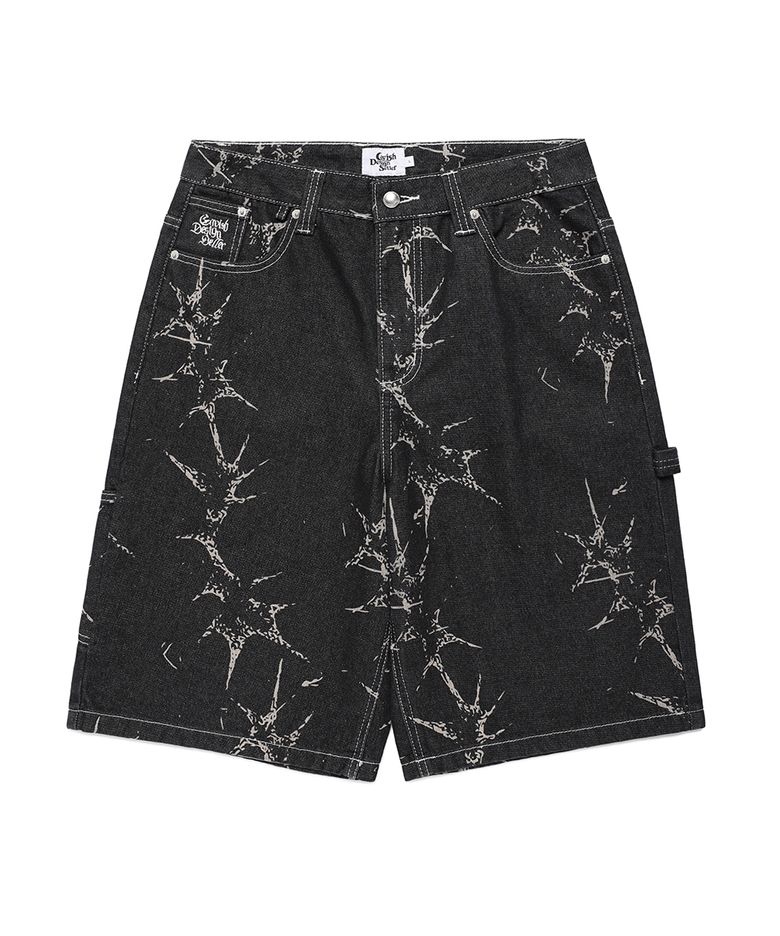 PRINTED CARPENTER DENIM SHORTS BLACK(CV2EMUD160A)