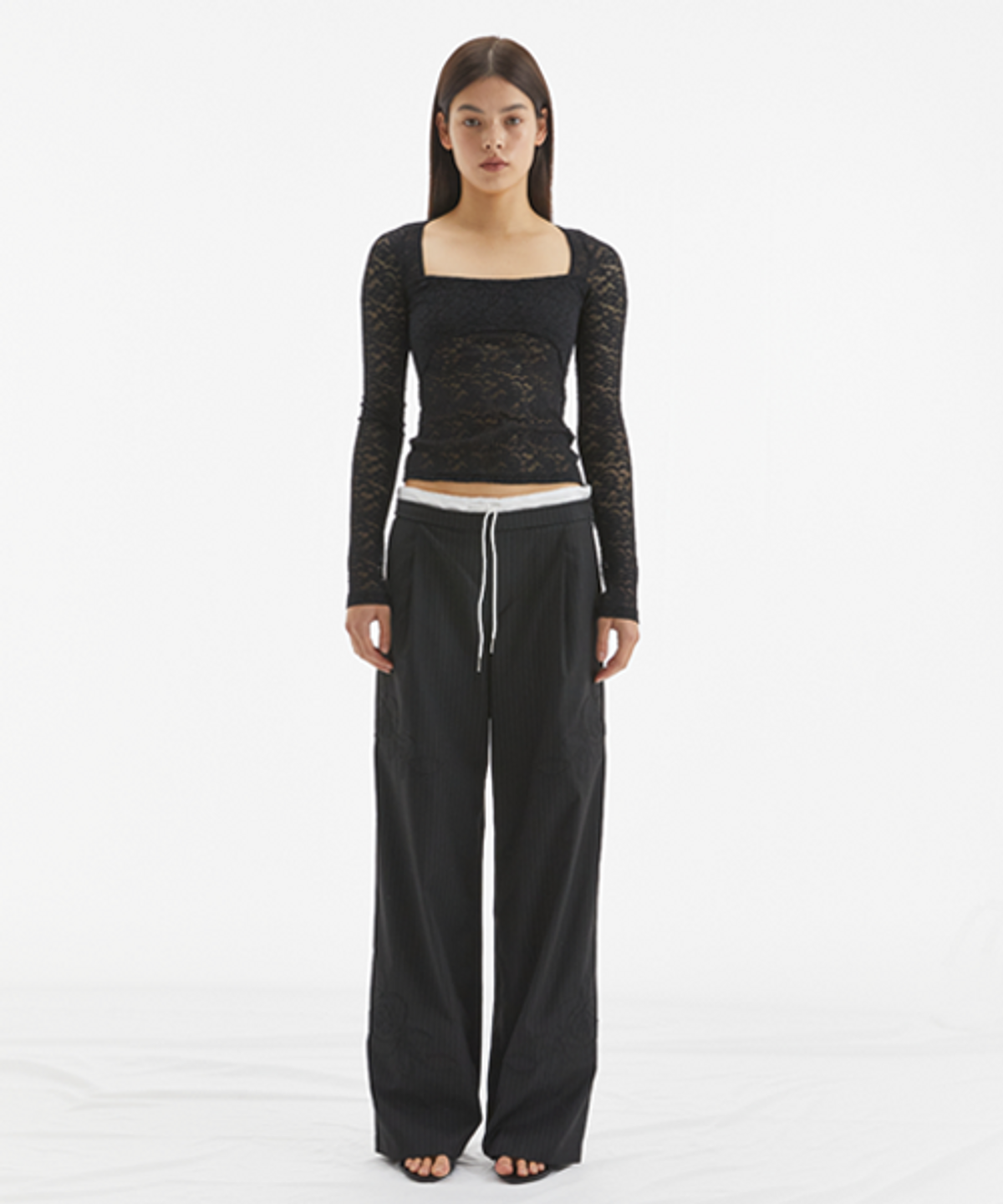 모어댄파라다이스(MORE THAN PARADISE) ROSE DOUBLE WAIST PANTS / BLACK