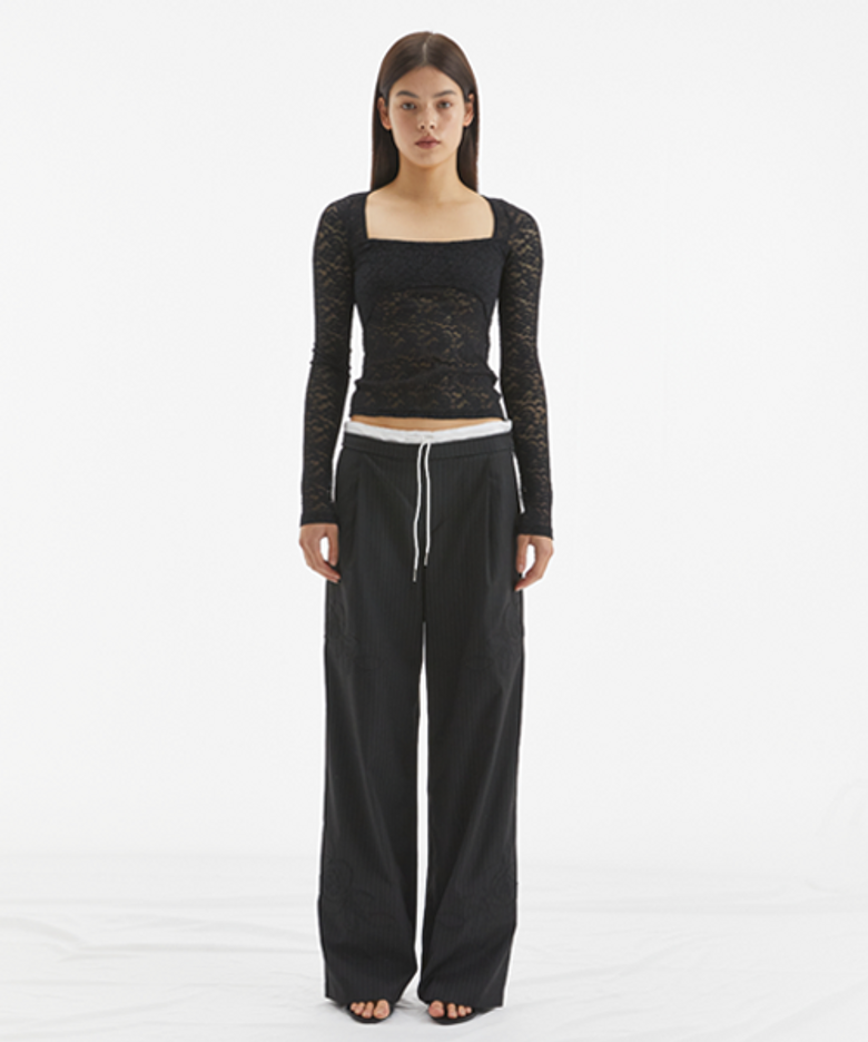 ROSE DOUBLE WAIST PANTS / BLACK