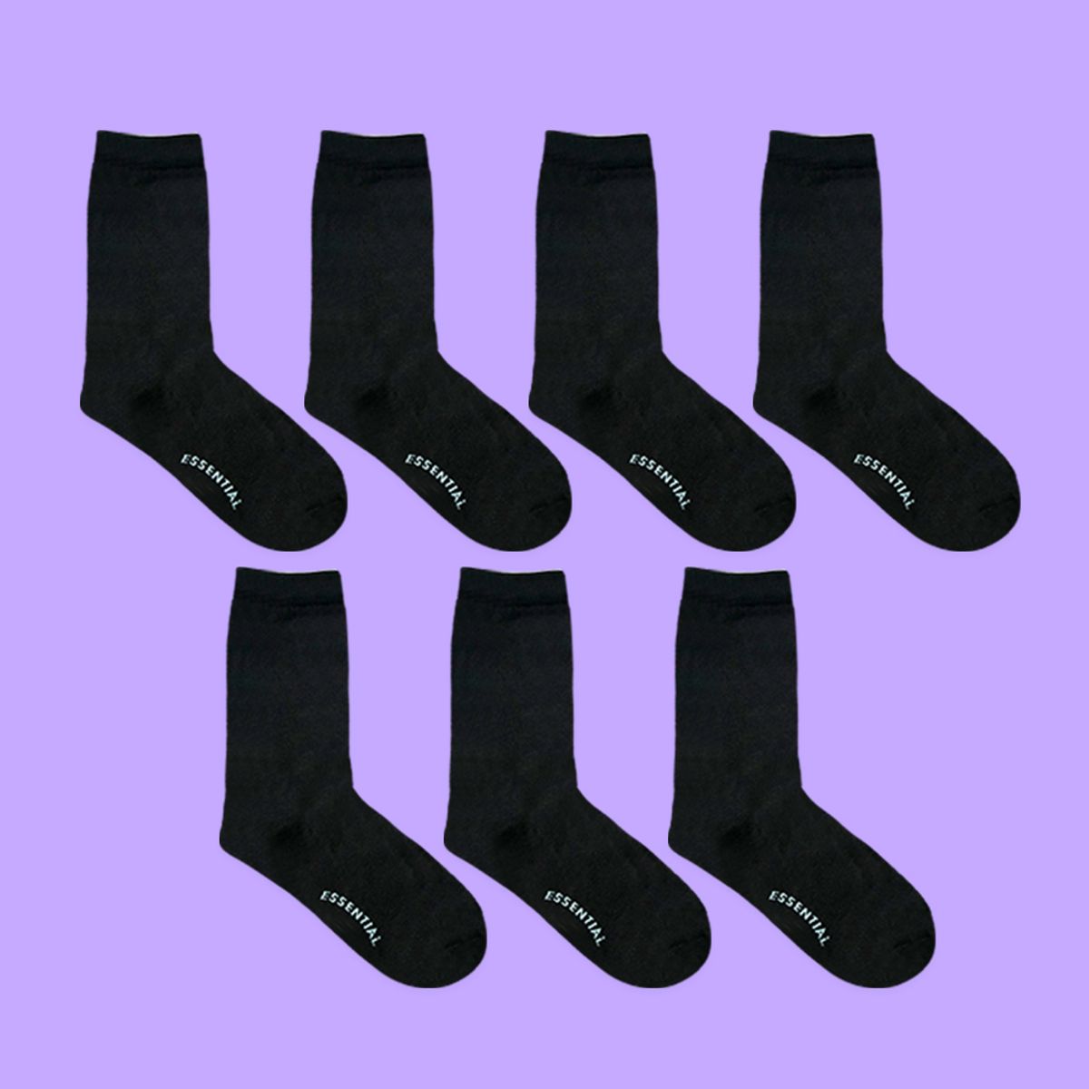 오드삭스(ODDSOCKS) [7PACK] 남녀공용 에센셜 미들삭스 블랙