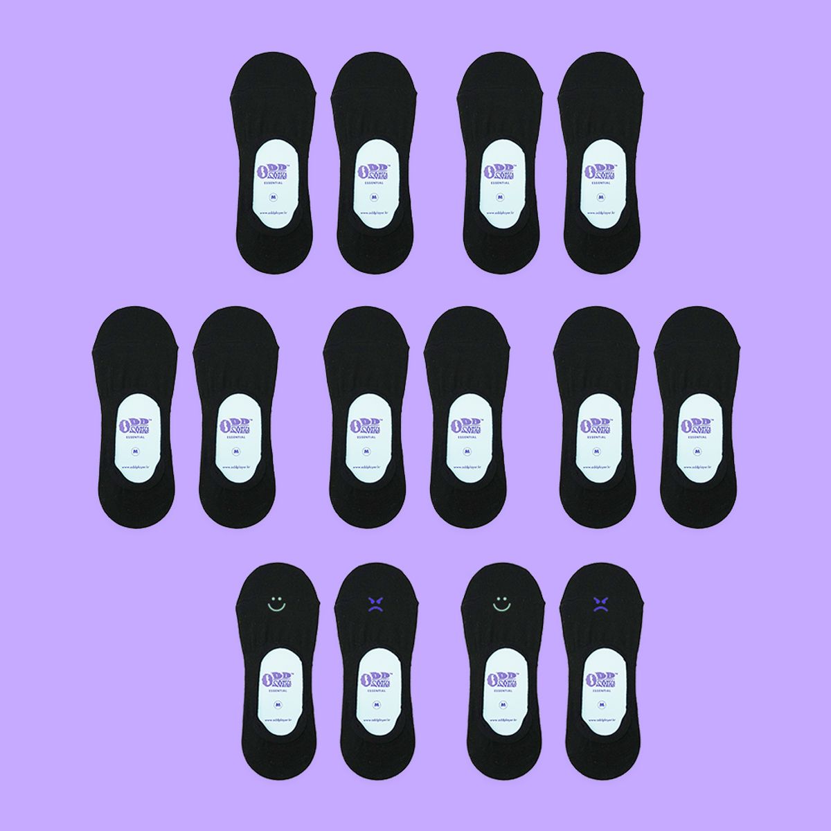오드삭스(ODDSOCKS) [7PACK] 남녀공용 에센셜 페이크삭스 블랙 믹스