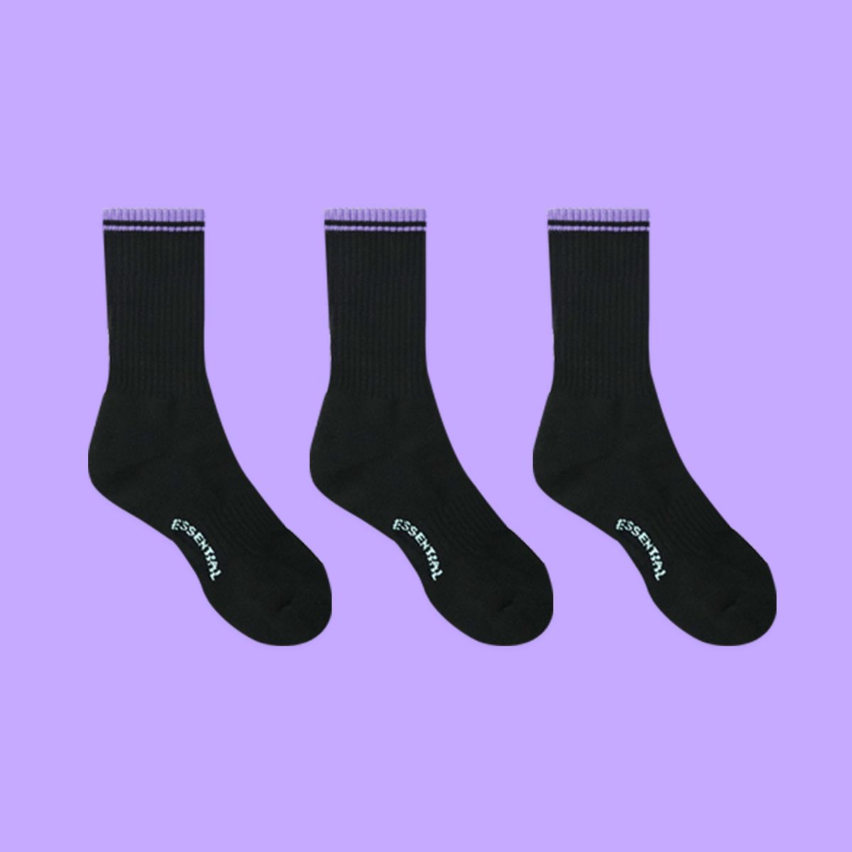 오드삭스(ODDSOCKS) [3PACK] 남녀공용 에센셜 스포츠삭스 블랙