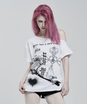 WHITE LOVER ONE SHOULDER T-SHIRTS