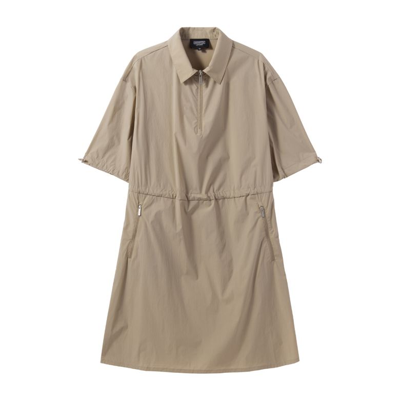 W HALF ZIP DRESS - BEIGE (P242WOP354)