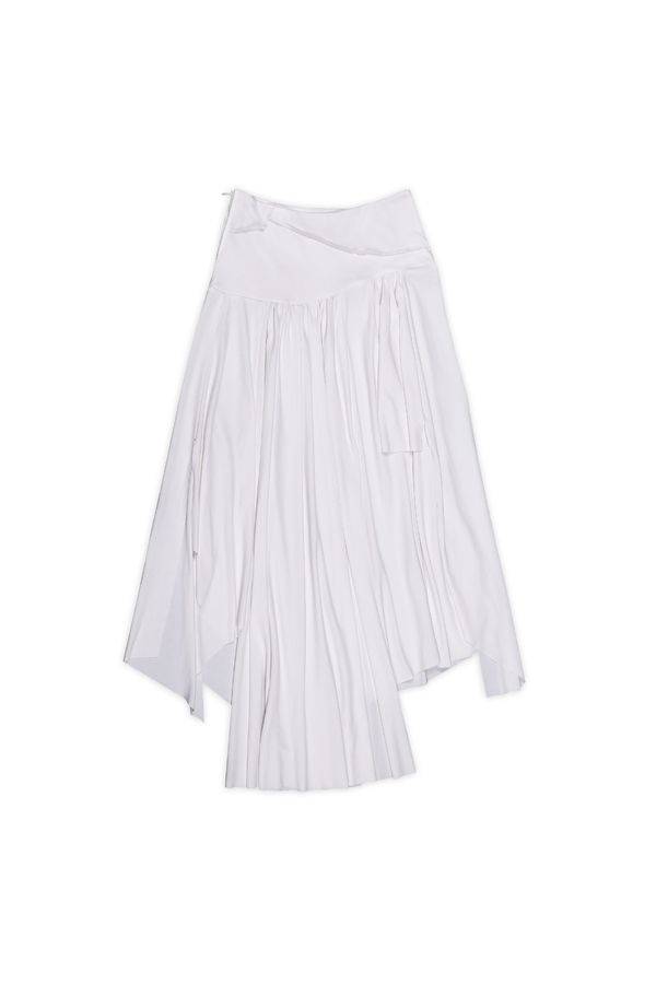 MUSINSA | DARLING, YOU'RE BAD ASYMMETRIC SHIRRING SKIRT #WHITE