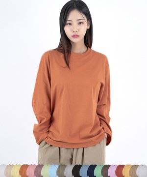 오버핏 라운드넥 무지긴팔티셔츠