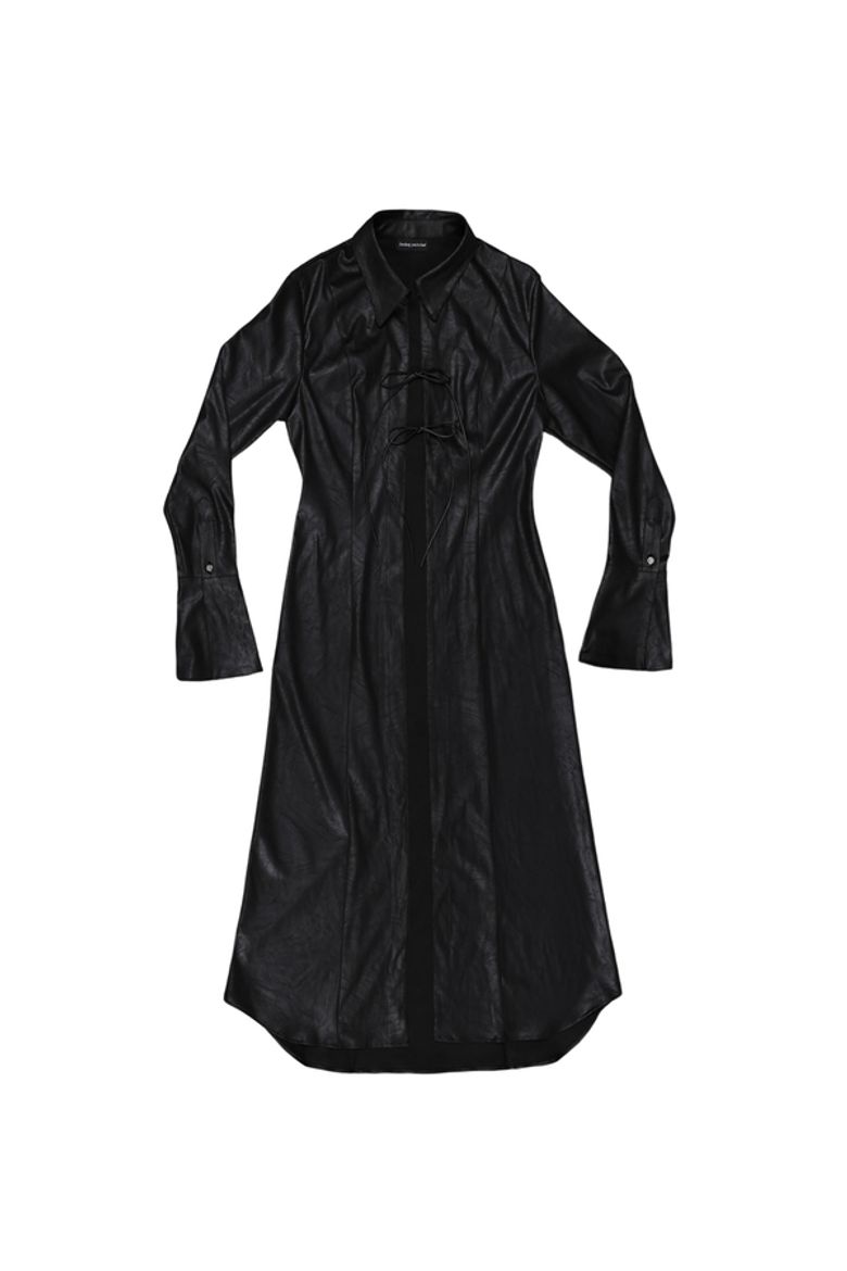 MAXI LEATHER SHIRT #BLACK