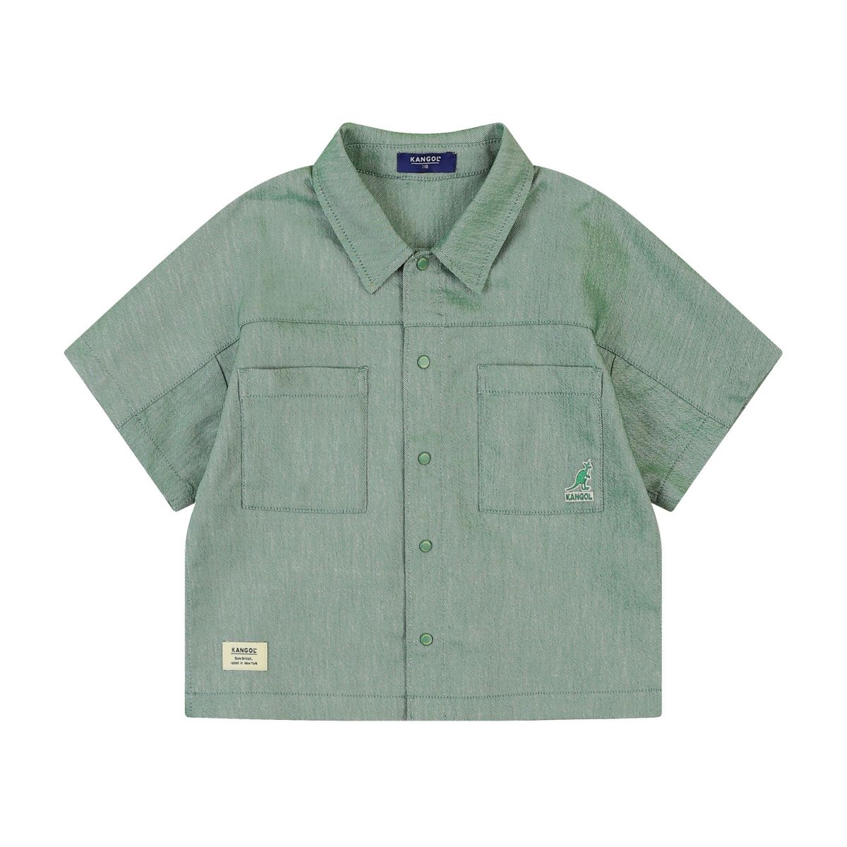 캉골키즈(KANGOL KIDS) 투 포켓 린넨 셔츠 QB 0003 그린/AQBCSH00030GN