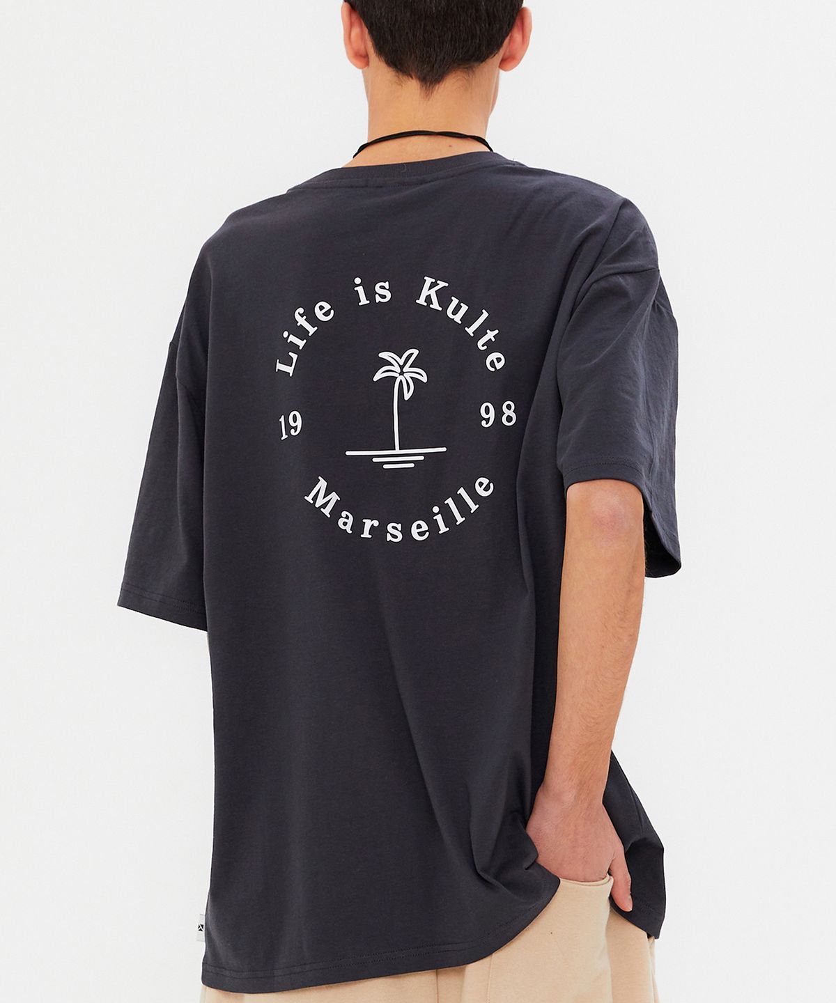쿨트(KULTE) CIRCLE PALM TREE T-SHIRT GREY