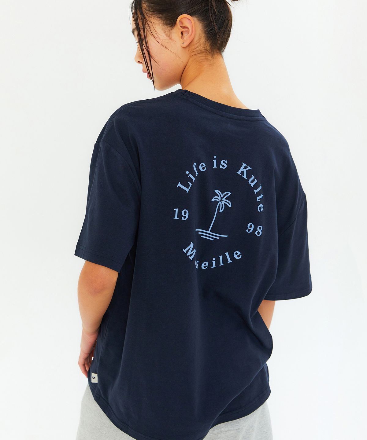 쿨트(KULTE) CIRCLE PALM TREE T-SHIRT NAVY