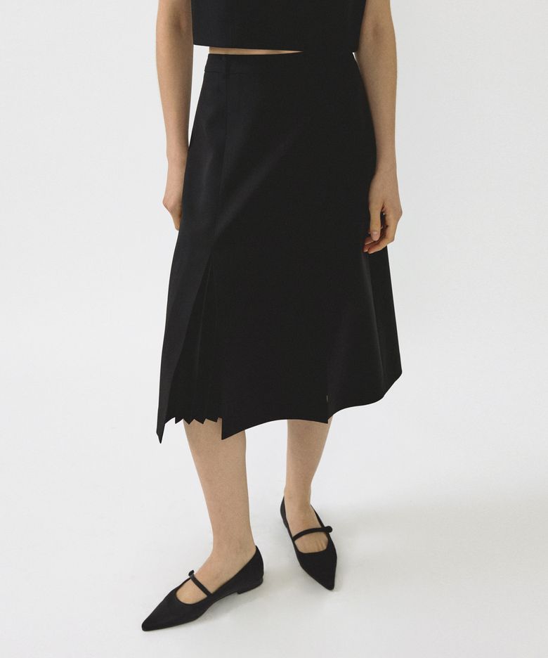 PLEAT SLIT MIDI-SK_2COLOR
