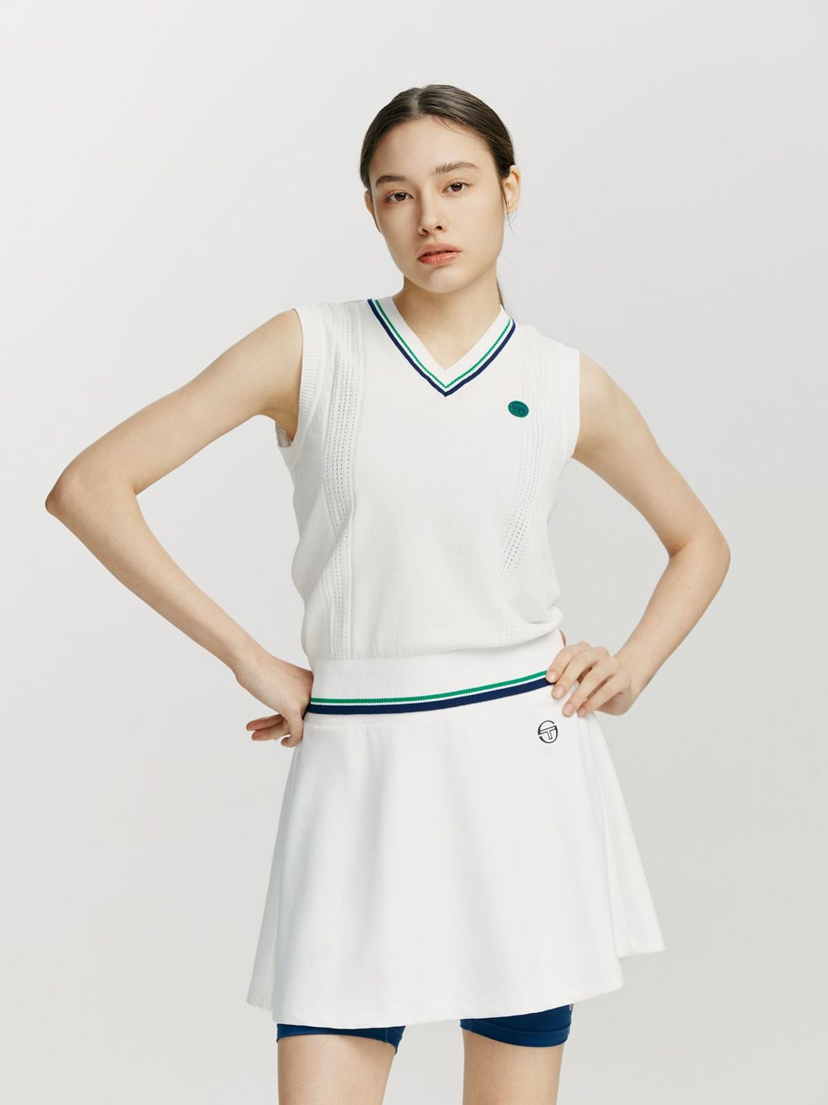 세르지오 타키니(SERGIO TACCHINI) W 프레피 스웨터 베스트 (White)