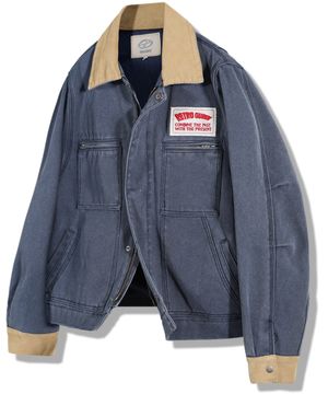 코듀로이 포인트 워크자켓 - 블루